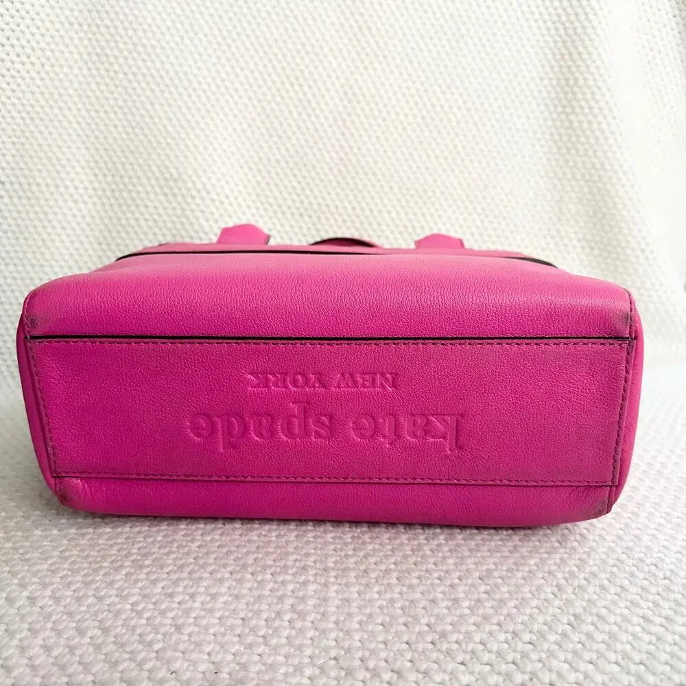 Kate  Spade Villabella Quinn Pink Top Handle Bow Triple Compartment Satchel